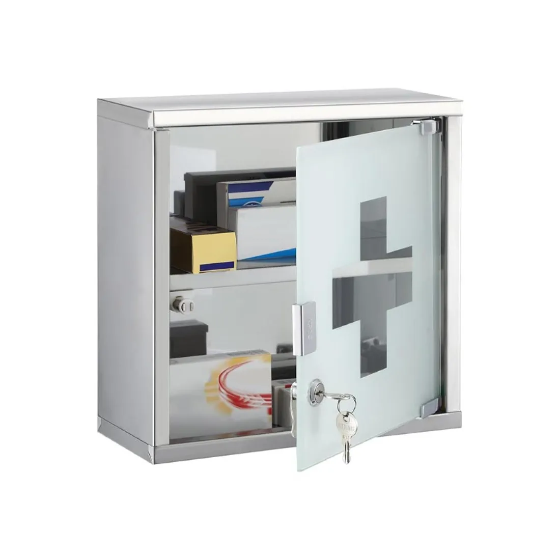 Empty Metal First Aid Box with Glass Door