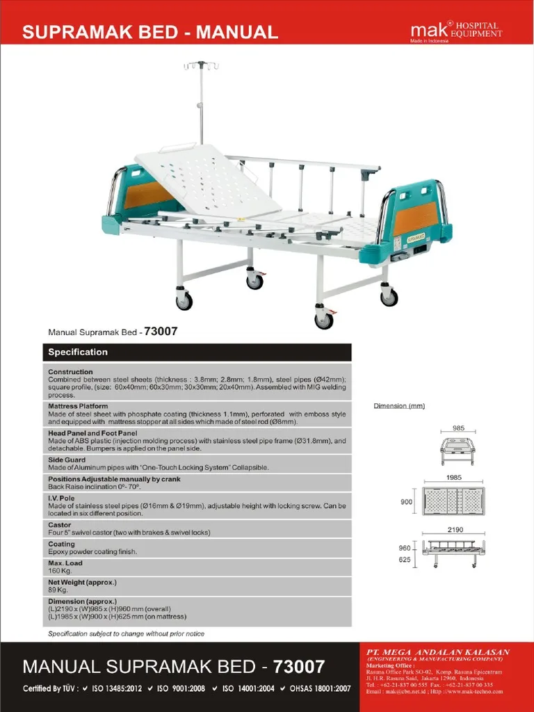 SupraMAK Manual Hospital Bed